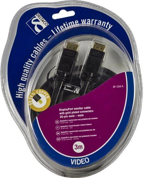 Produktbild Deltaco DP-1030 DisplayPort-Kabel 3 m Schwarz (3 m, DisplayPort)