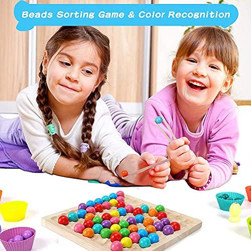Produktbild Activity Board Holzspielzeug Brettspiele Kinder, Spielzeug, Clip Perlen Spiel Puzzle Board, Regenbogen Ball