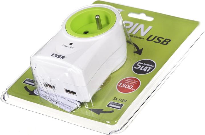 Actual product image Ever SPIN T / LZ10-SPI000 / 0000 Power strip (1 x UTE, 2 x USB, 16 A (3680 W), white) (1 x, 0.20 m)