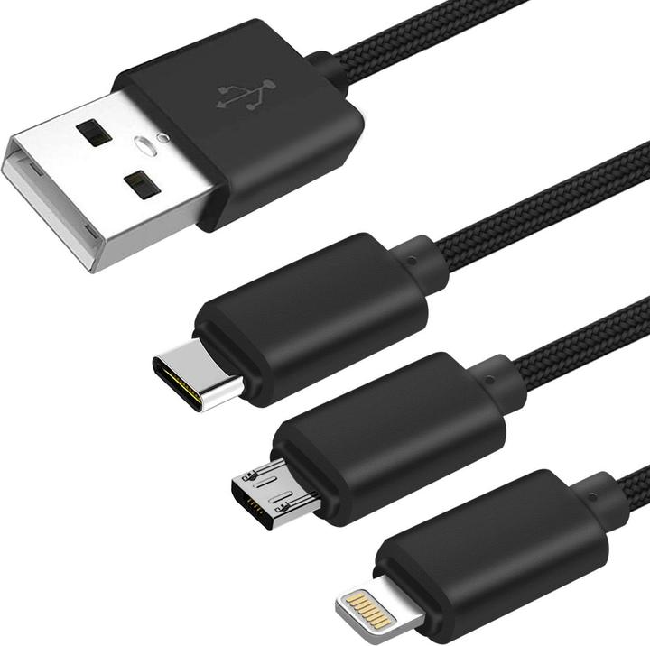 Immagine prodotto Setty USB Typ A – USB C, Lightning, Micro USB (1 m, USB 3.2 Gen 1, USB 3.2 Gen 2, USB 3.2 Gen 2x2, USB 3.1, USB 4.0)
