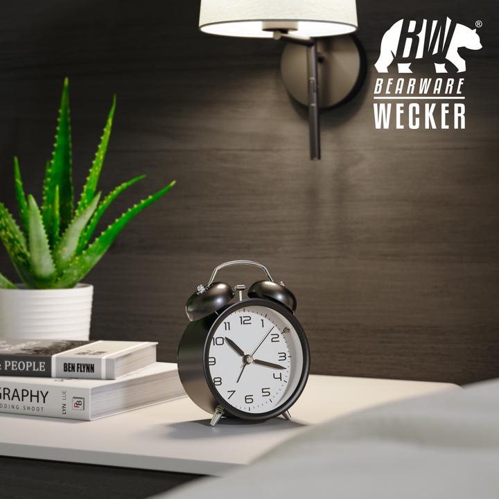 Image du produit Bearware Wecker analog, rund, mit Licht, Retro, lauter Glockenalarm, Beleuchtet, Vintage, ohne Ticken