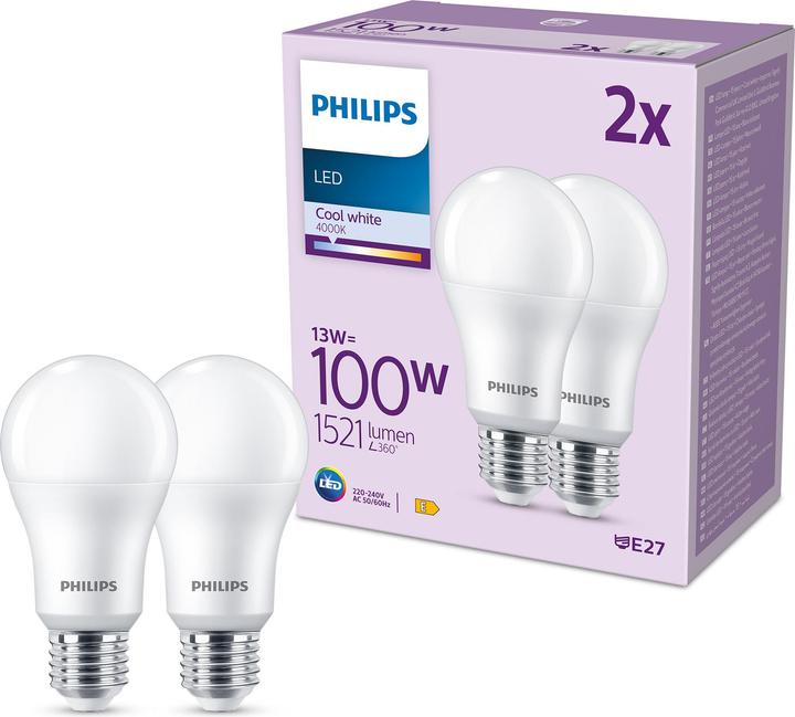 Actual product image Philips LED Bulbs (E27, 13 W, 1521 lm, 2 x, E)