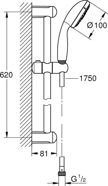 Image du produit Grohe Tempesta 100 Pomme de douche 60 cm, avec 4 jets, chromé (4 Types de jets)