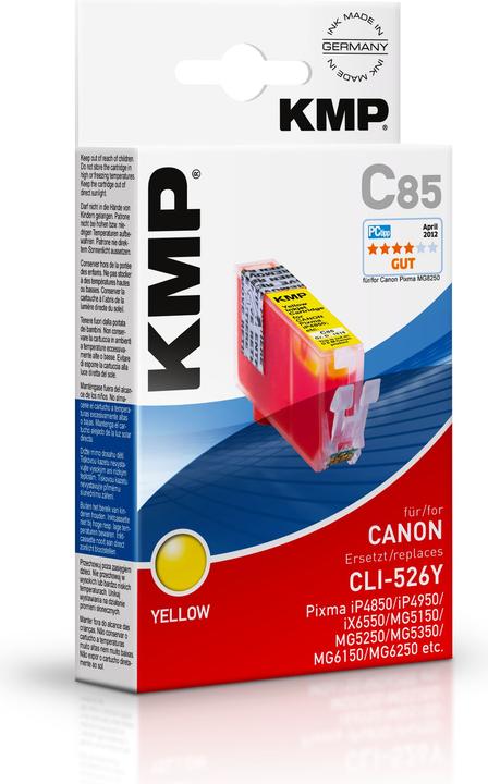 Actual product image KMP C85 Ink Cartridge yellow compatible with Canon CLI-526 Y (Y)