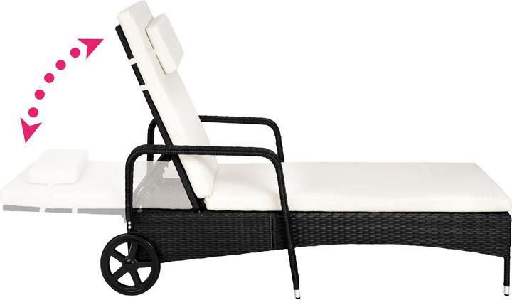 Produktbild tectake Sonnenliege Rattan mit Rollen (200 cm)
