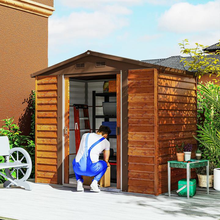 Produktbild Outsunny Geräteschuppen Stahl, Kunststoff Braun