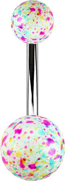 Immagine prodotto Star Piercing Banana argento con due palline splatter bianche (Acciaio chirurgico 316L, senza ottone)