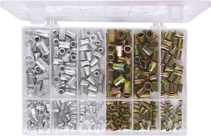 Produktbild KS Tools Sortiment Gewindenieten, Stahl und Aluminium, M3x9mm-M10x21mm, 300-tlg