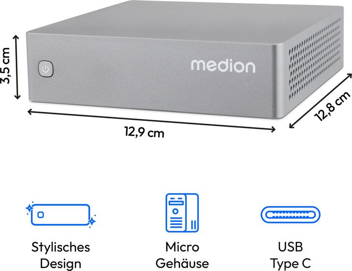 Actual product image Medion S06e Mini PC (Intel N100, 4 GB, 128 GB, Intel UHD Graphics)