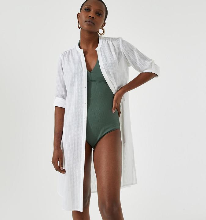 Actual product image Anne Weyburn Tunic with long sleeves and button placket (50)