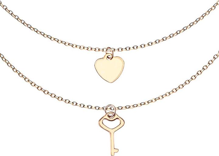 Star Piercing Kette rosegold Anhänger Herz und Schlüssel (ohne Messing, Chirurgenstahl 316L)