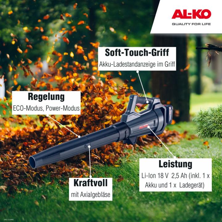 Productafbeelding AL-KO 18 V Bosch Huis en Tuin Compatible Accu Bladblazer Lb 1860 Set (Oplaadbare batterij, Bladblazer)