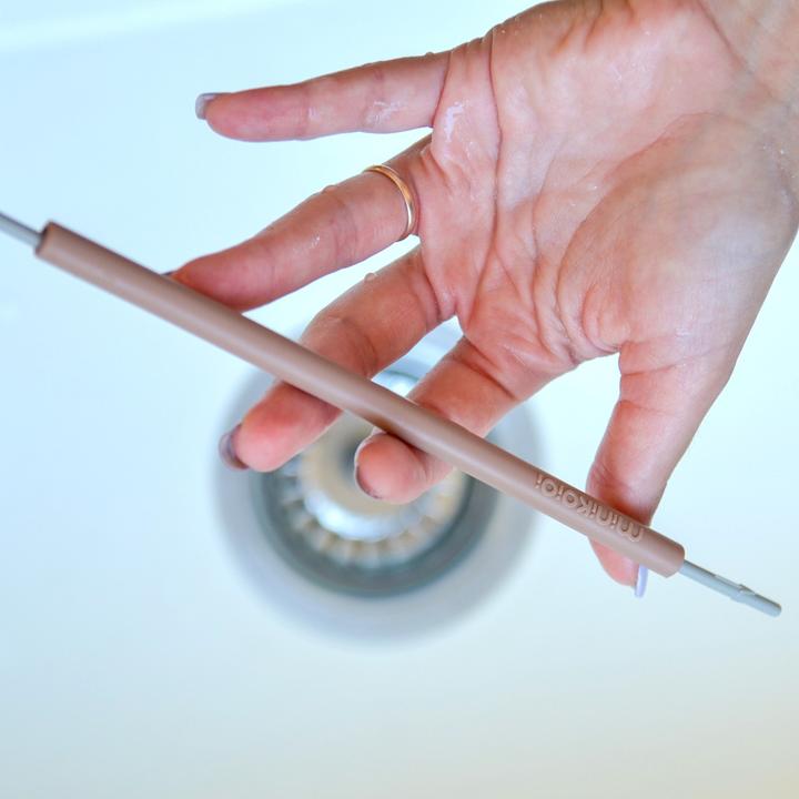 Immagine prodotto Minikoioi Flexi Pailles - 3 pz. & Brosse - Gris Poudre - Paille en silicone réutilisable avec brosse
