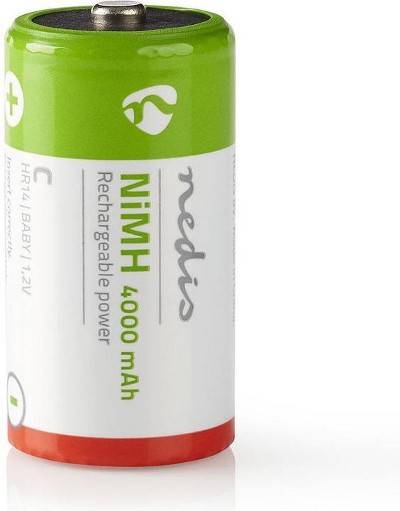 Nedis Rechargeable NI-MH Battery C 1.2 V DC 4000 mAh Pre-charged 2-Blister HR14 Green/Red (2 pcs., C, 4000 mAh)