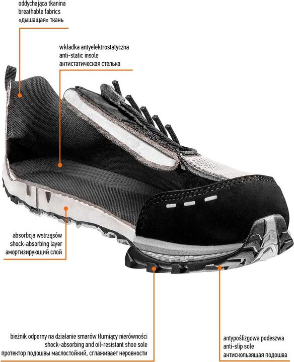 Actual product image Neo Tools Professional low shoes O1 without metal gray size 45 (82-736) (O1, 45)