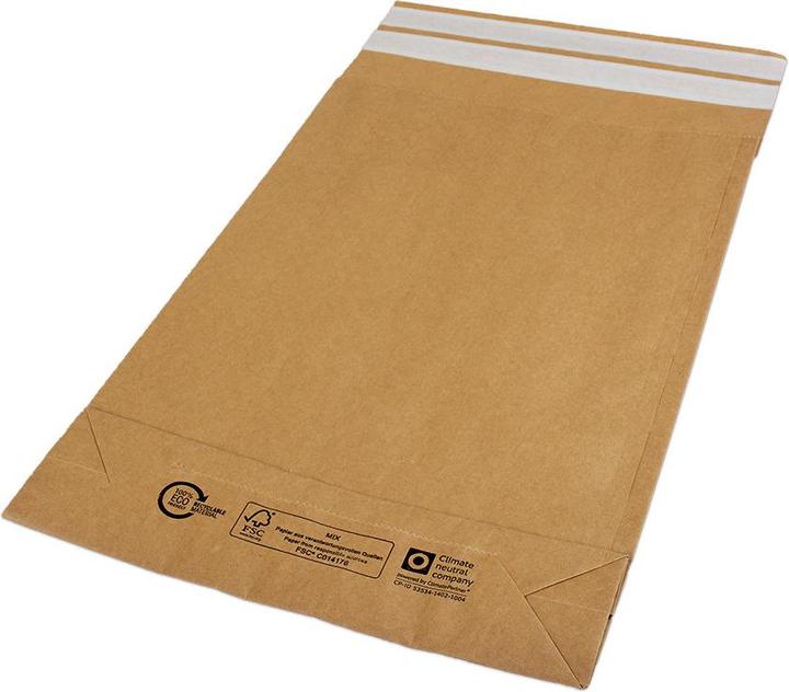 Actual product image Elco Shipping bag brown with block bottom 100gm2 300x80x430+110mm, 200 pcs. (200 x)
