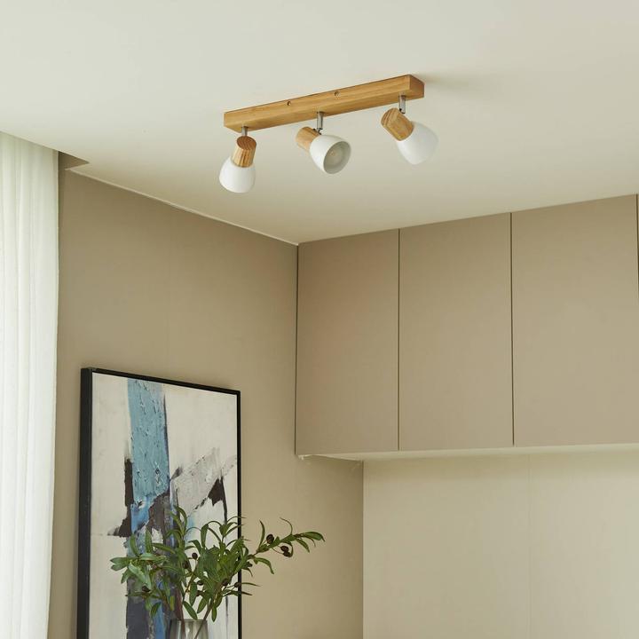 Actual product image Lindby Wooden Ceiling Lamp Thorin, Three Flames (E14)