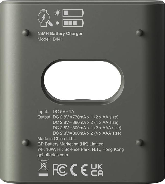 Actual product image GP Batteries Battery Recharger (1 pcs., AAA, AA, 850 mAh, Battery + charger)