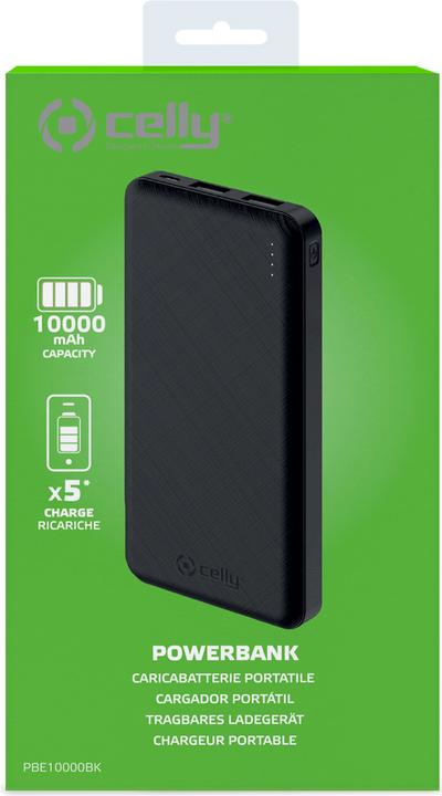 Immagine prodotto Celly Powerbank 10'000mAh nero (10000 mAh, 37 Wh)