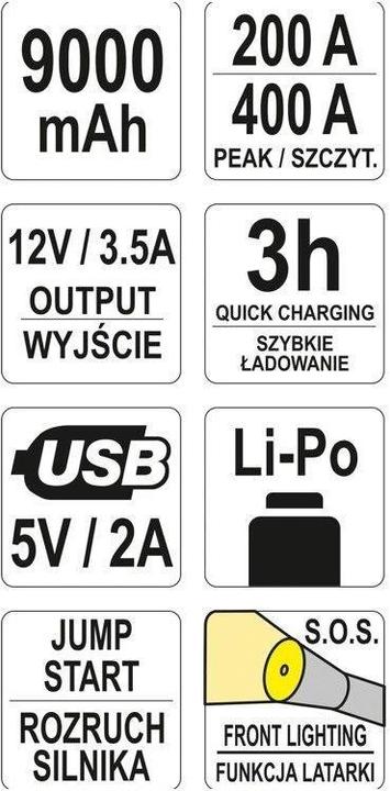 Image du produit Yato Banque d'alimentation (400 A, 9000 mAh)