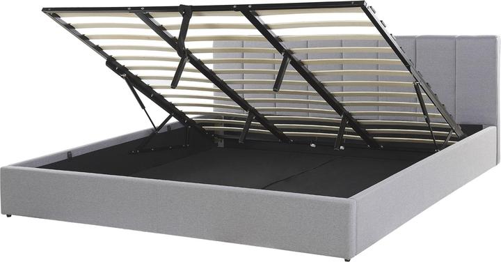 Actual product image Beliani Light grey upholstered bed with folding bed base 180 x 200 cm DREUX (180 x 200 cm)