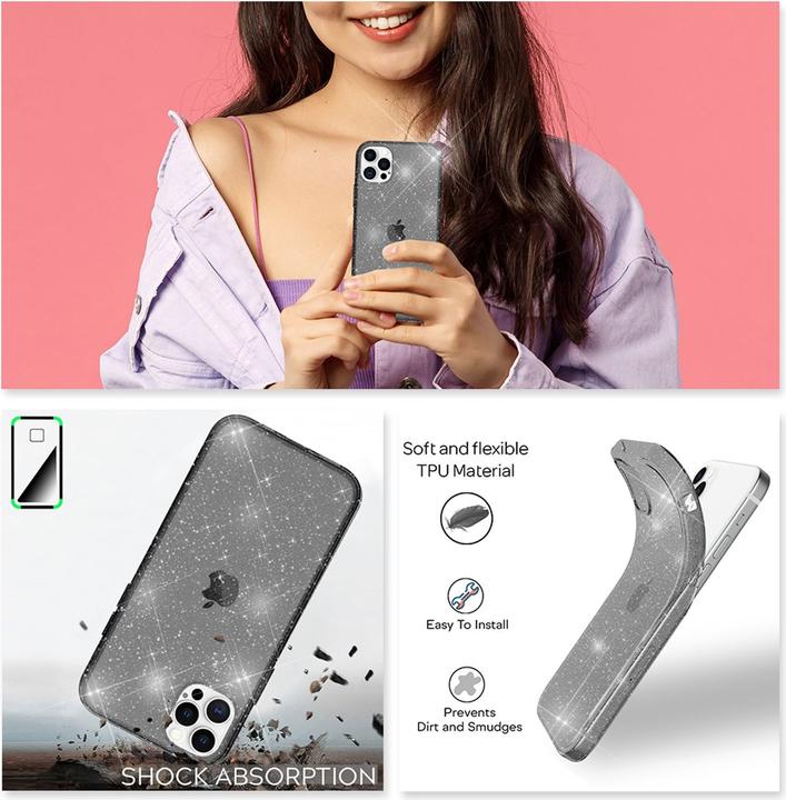 Immagine prodotto Nalia Copertura in silicone glitterato trasparente (Apple iPhone 13 Pro Max)