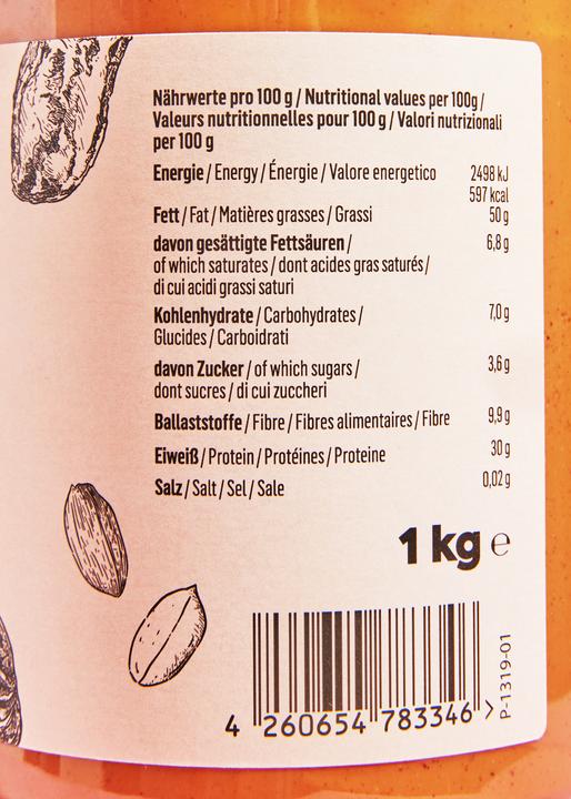 Valeurs nutritives et ingrédients KoRo Purée de cacahuètes (1000 g)