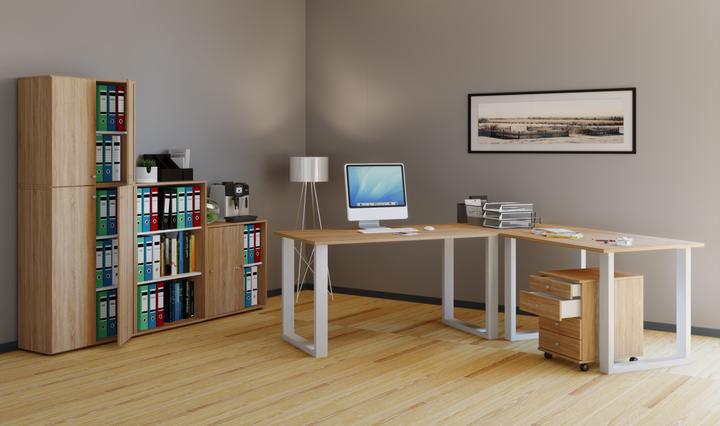 Image du produit VCM Mobilier de bureau Bureau d'angle Lona 80 U Alu Blanc (220 x 160 x 80 cm)