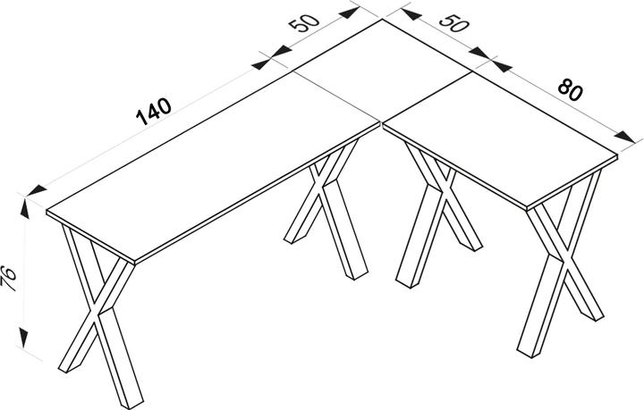 Produktbild VCM Büromöbel Eckschreibtisch Lona Tiefe 50 cm X Weiss (76 x 190 x 130 x 50 cm)