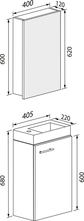 Actual product image VCM 3 pcs guest toilet wash place washbasin Slito mirror