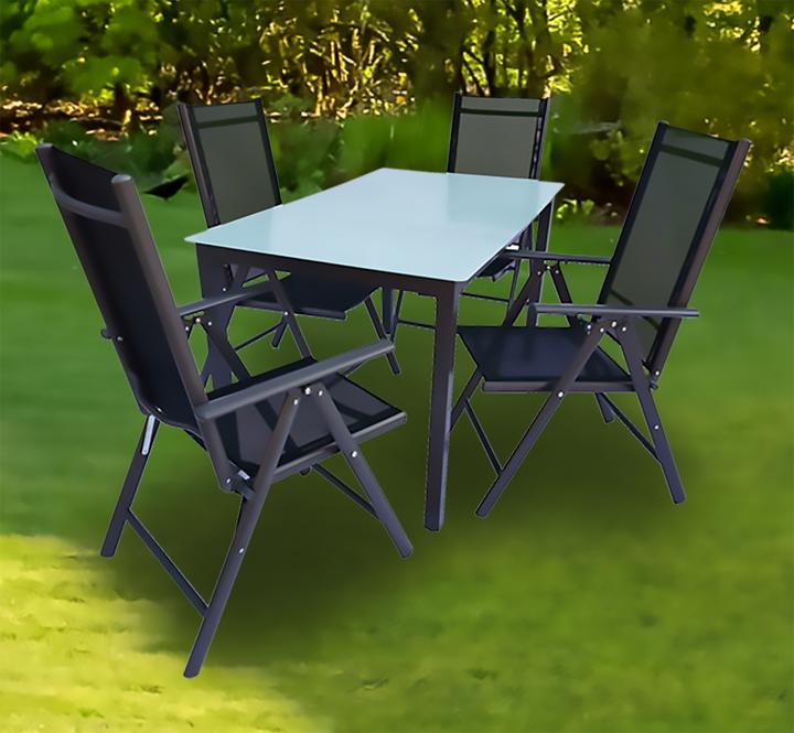 Produktbild VCM Alu Gartenmöbel Set 140 x 80 Mattglas (140 cm)