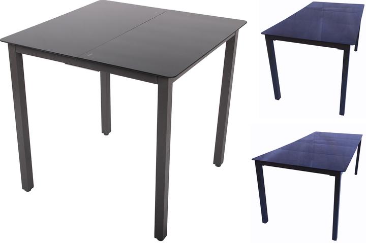 Actual product image VCM Aluminum Table Glass Dining Table Garden Table Balcony Table Garden Furniture Black Glass (140 cm)