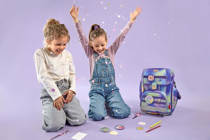 Actual product image Lässig Schulrucksack-Set Boxy, Lila / Grün (21 l)