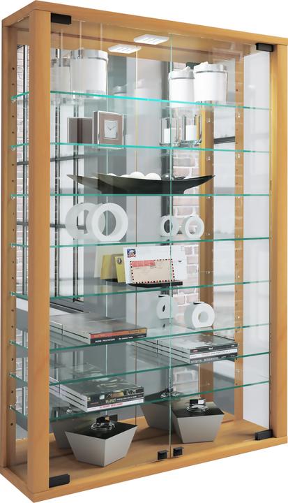 Actual product image VCM Collection Wall Display Case Wood Glass Vitrosa Mini Mirror (59 x 18 x 91 cm)