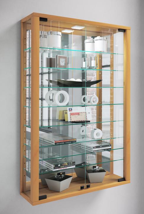 Actual product image VCM Collection Wall Display Case Wood Glass Vitrosa Mini Mirror (59 x 18 x 91 cm)