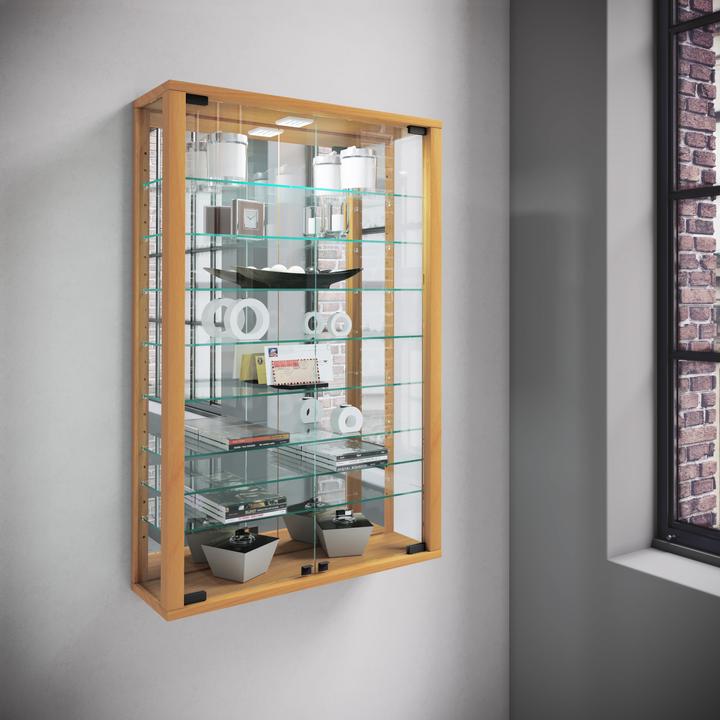 Actual product image VCM Collection Wall Display Case Wood Glass Vitrosa Mini Mirror (59 x 18 x 91 cm)