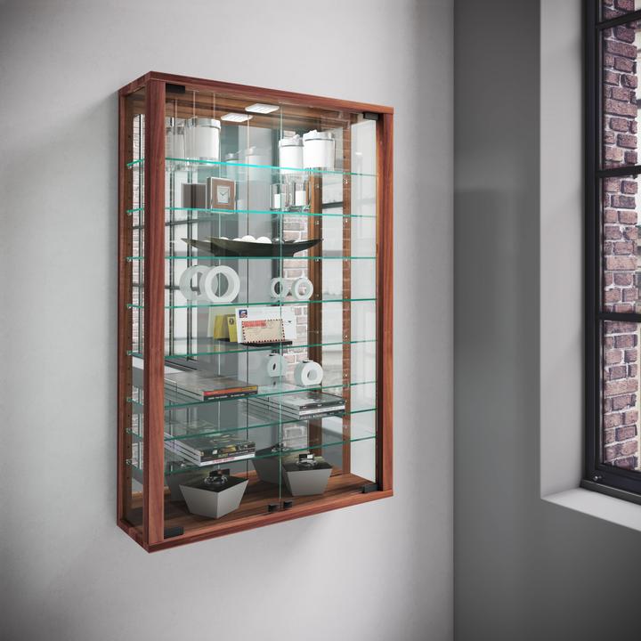 Produktbild VCM Sammel Wandvitrine Holz Glas Vitrosa Mini Spiegel (59 x 18 x 91 cm)