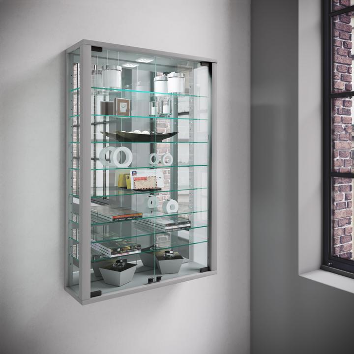 Produktbild VCM Sammel Wandvitrine Holz Glas Vitrosa Mini Spiegel (59 x 18 x 91 cm)