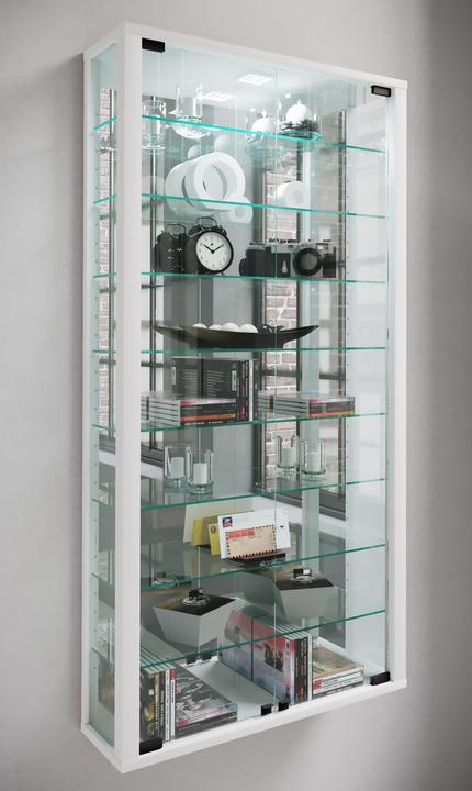 Produktbild VCM Wandvitrine Sammelvitrine Glasvitrine Wand Vitrine Regal Schrank Glas Hängevitrine "Vitrosa Maxi (59 x 18 x 115 cm)