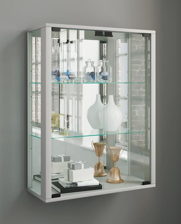 Produktbild VCM Wandvitrine Sammelvitrine Glasvitrine Wand Vitrine Regal Schrank Glas Hängevitrine "Udina Spiegel" (60 x 25 x 80 cm)