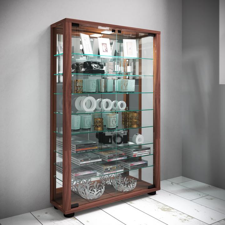 Produktbild VCM Sammelvitrine Standvitrine Glasvitrine Glasregal Vitrine Glas Schaukasten "Lumo Mini Spiegel" (59 x 18 x 91 cm)