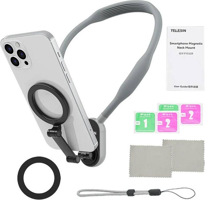 Actual product image Telesin magnetic neck mount for mobilephone-Max Version(grey)-