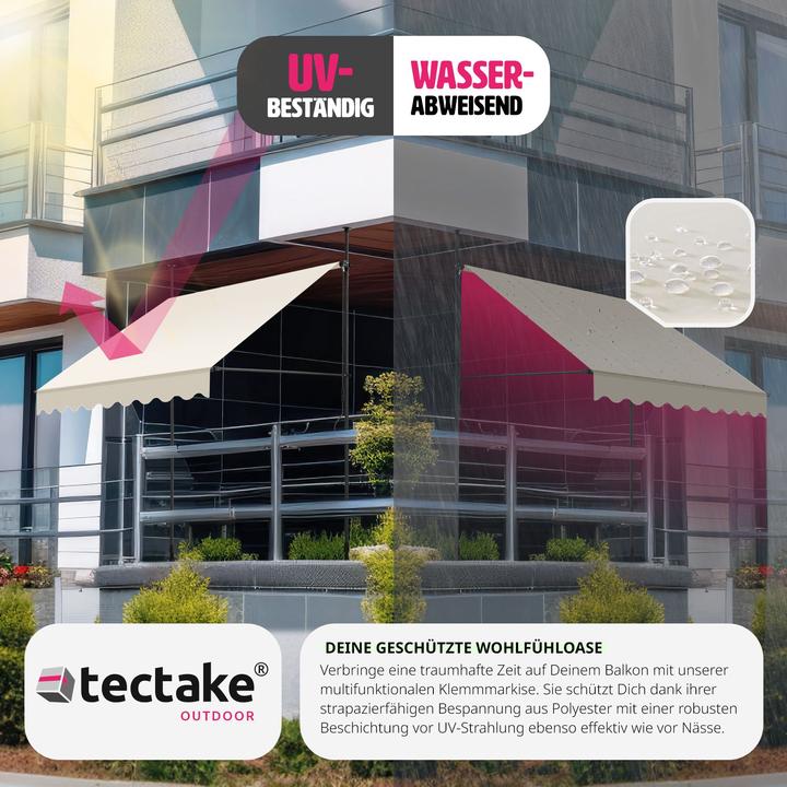 Produktbild tectake Klemmmarkise mit Handkurbel, höhenverstellbar (2 m)