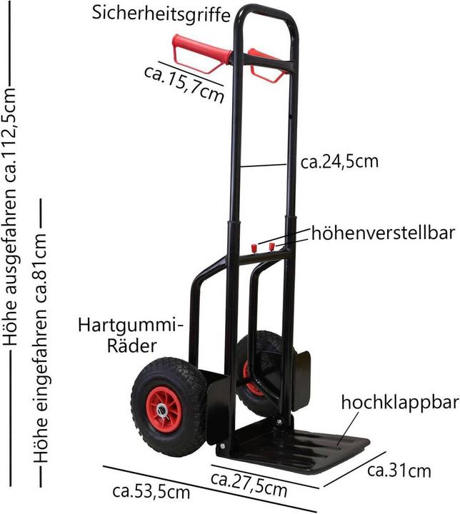 Produktbild Grafner Sackkarre Transportkarre Stapelkarre ausziehbar / klappbar 200 kg (200 kg)
