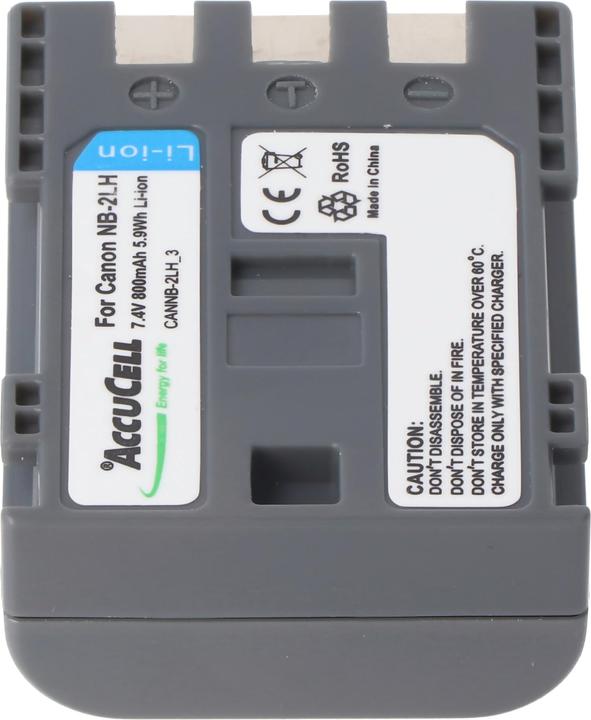 Image du produit AccuCell Akku passend für Canon NB-2LH, NB-2L Li-Ion, 800mah