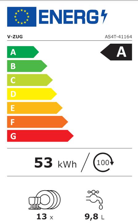 Energy Label V-Zug Lave-vaisselle AdoraVaisselle V4000 I
