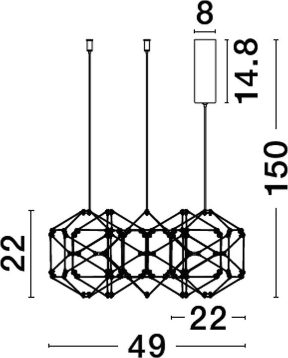 Actual product image Nova Luce NEBULA LED pendant light black 25W warm white 150x49cm 9186901