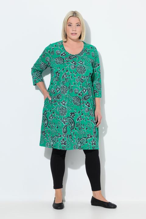 Produktbild Ulla Popken Jerseykleid, Paisley, A-Linie, Rundhals, 3/4-Arm (42, 44)