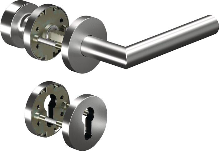 Produktbild Ogro Rosettengarnitur CORE8906 8 mm / 3020N/6501/6612 PZ AL Aluminium F1 rund PZ DIN links / rechts fl... (Türgriff)
