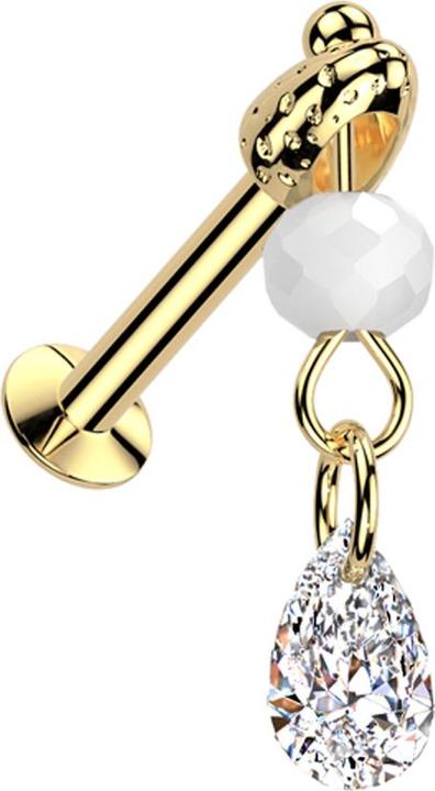 Immagine prodotto Star Piercing Micro Threadless UFO Labret vergoldet mit Cone silber Anhänger Glaskugel Kristall silber (Acciaio chirurgico 316L, Ottone)